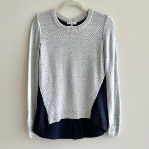 Madewell Two Tone Colorblock Sweater - Gray and Navy Blue, Size Medium
